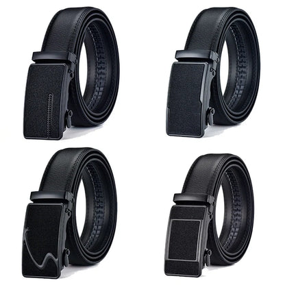 2026 New Cow Genuine Leather Men's Belt Cowhide Strap for Male Automatic Buckle Belts for Men Black Buckle Belts