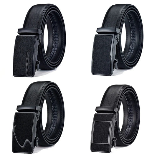 2026 New Cow Genuine Leather Men's Belt Cowhide Strap for Male Automatic Buckle Belts for Men Black Buckle Belts