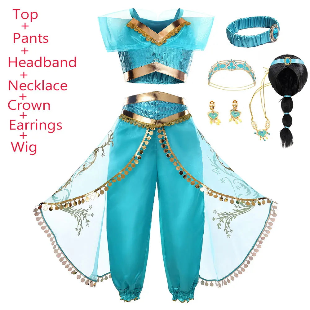 2026 Venice Carnival Rio Canaval Costume Play Jasmine Princess Dress up Girls Birthday Party Fancy Aladdin Role Playing Apparel