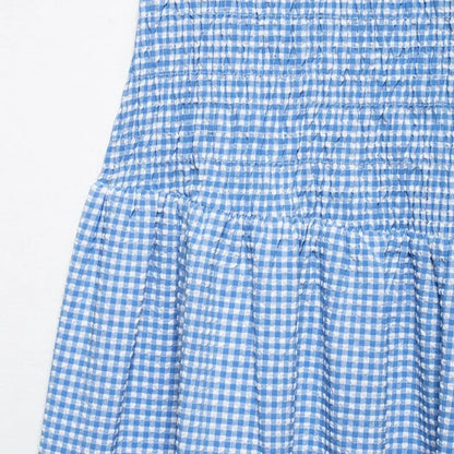 Dress for Women Fashion Summer New Plaid Fold Sleeveless O-neck Midi Vest Dresses French Chic Female Evening Clothing