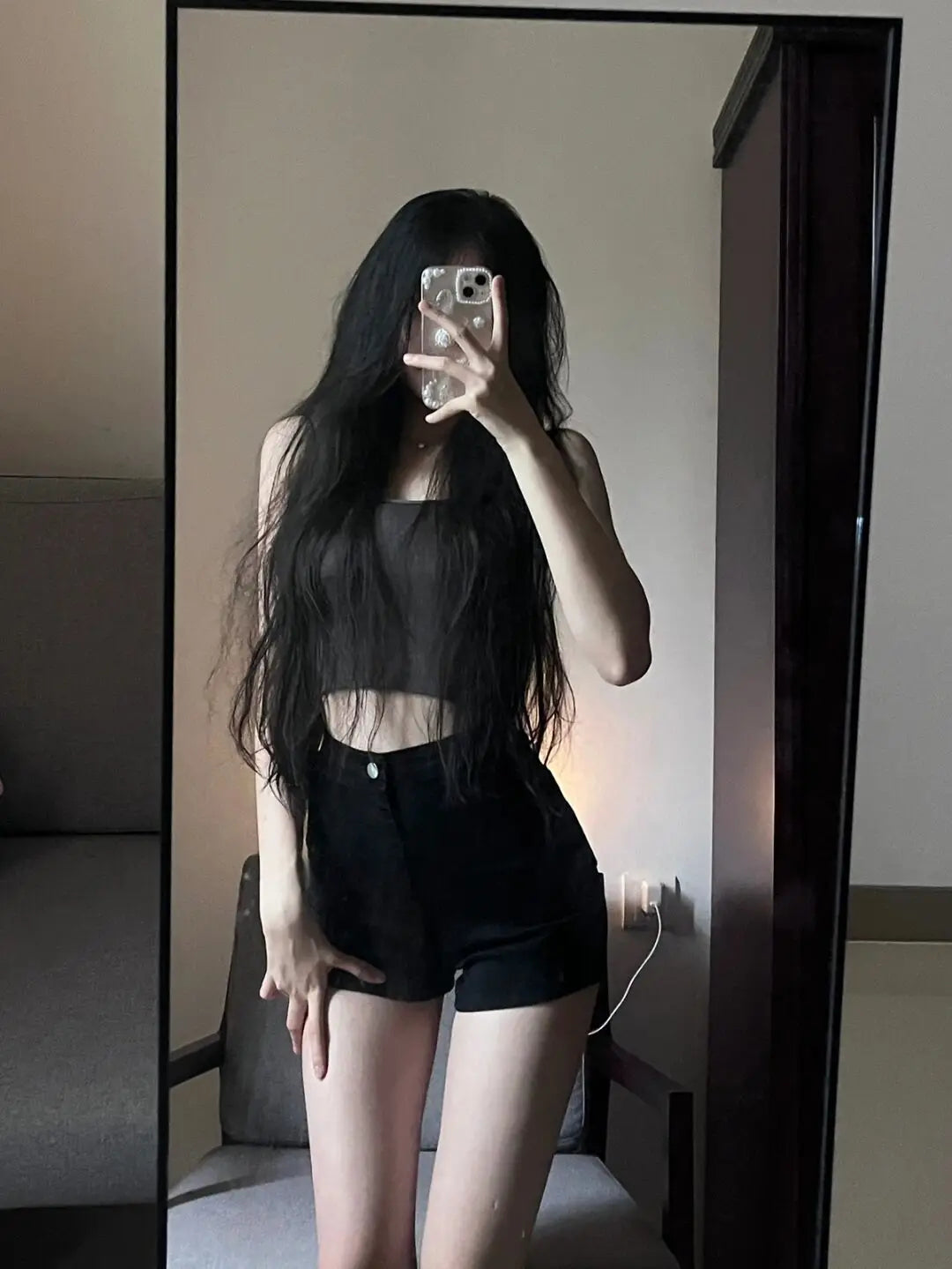 Black High-Waist Skinny Jeans Shorts for Women Trendy Slimming Booty Hot Pants Retro Style Spring Summer  Ladies' Sho