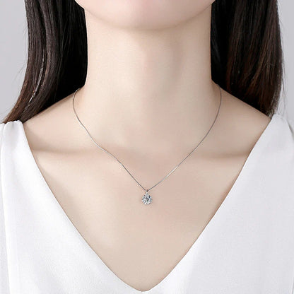 1ct VVS Moissanite Necklace for Women Simulated Lab Diamond Pendant Gift 100% Sterling Silver Wedding Jewelry Four-claw