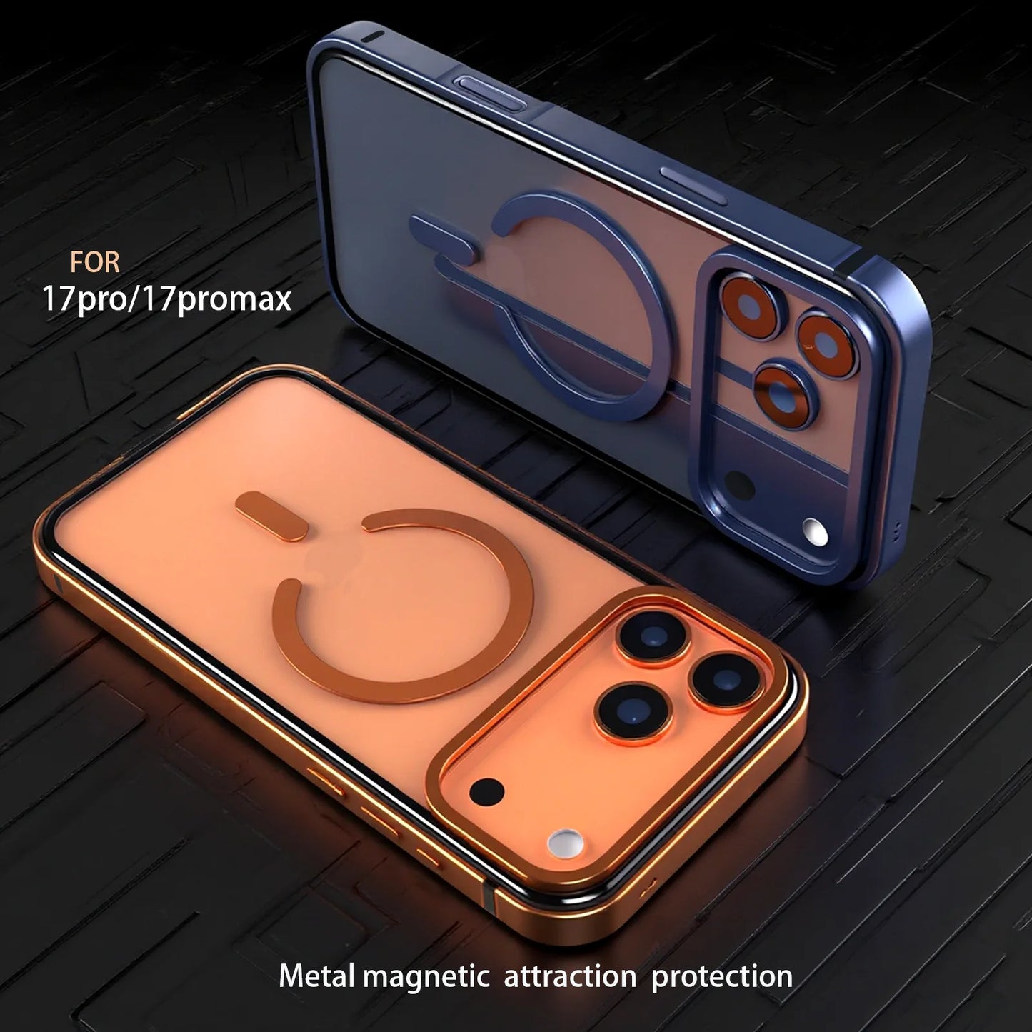 High End Metal Frame Phone Case, For IPhone 17 Pro 17 Promax Magsafe Magnetic Charging HD Backplate Phone Protection Cases