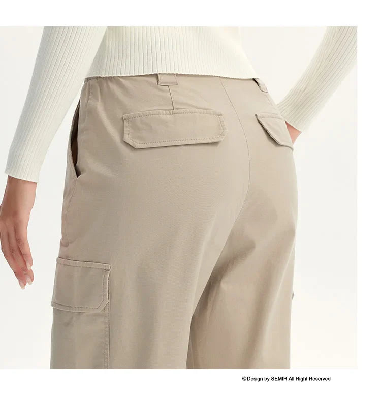 Women Pants Urban Workwear Cargo Wide Leg Loose Straight Casual Style Slim Street Daily Trousers 2026 Autumn