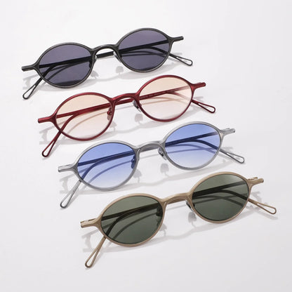 New Top Quality Titanium Summer Women Versatile Oval Sunglasses Outdoor Fashion Beach Driving Sunscreen UV400 Men Sun Glasses