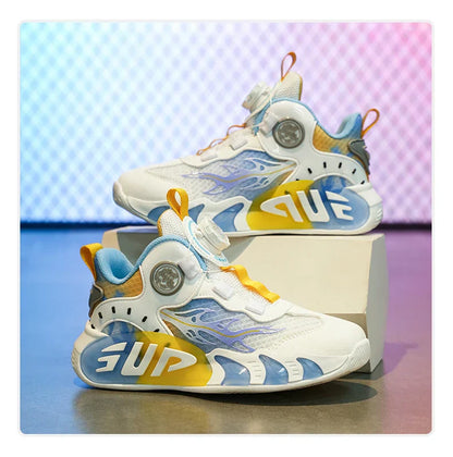 Rotary Buckle Children's Sports Shoes Fashion Orange Sports Shoes For Boys Girls Non-slip Platform Casual Sneakers Kids Trainers
