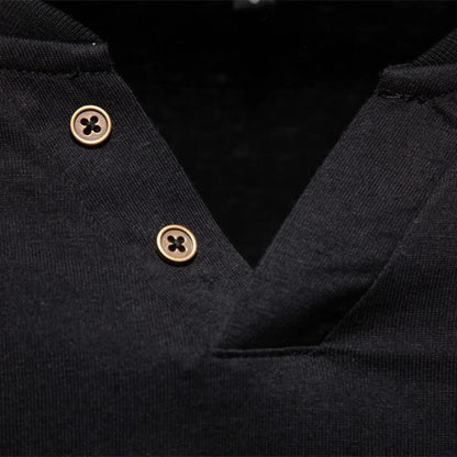High Quality Men's long sleeve t-shirt Fashion pure 100% cotton henley collar T shirt man polera manga larga hombre