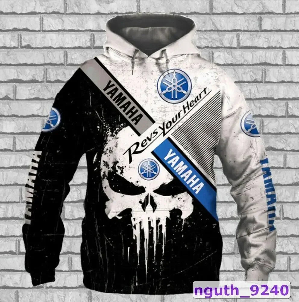 New popular Yamaha motorcycle 3D printed hoodie, fashionable men's outdoor riding extreme sports racing top