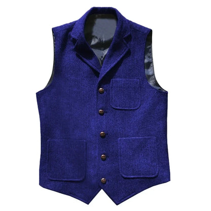 Men Vest Brown With Lapel Pocket Single Button Waistcoat For Wedding Birthday Formal Business Casual Banquet Work Men Suit