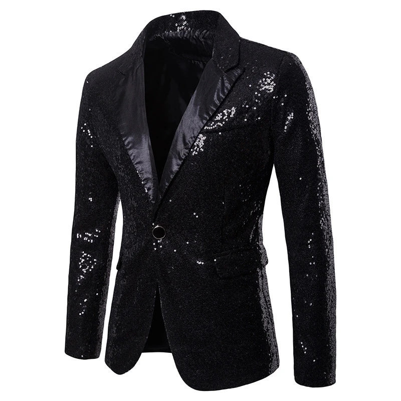 European and American Hosting Performance Dress High End Men's Gold Sequin Suit Korean Version Slim Fit Studio Suit Jacket
