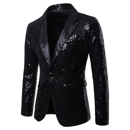 European and American Hosting Performance Dress High End Men's Gold Sequin Suit Korean Version Slim Fit Studio Suit Jacket
