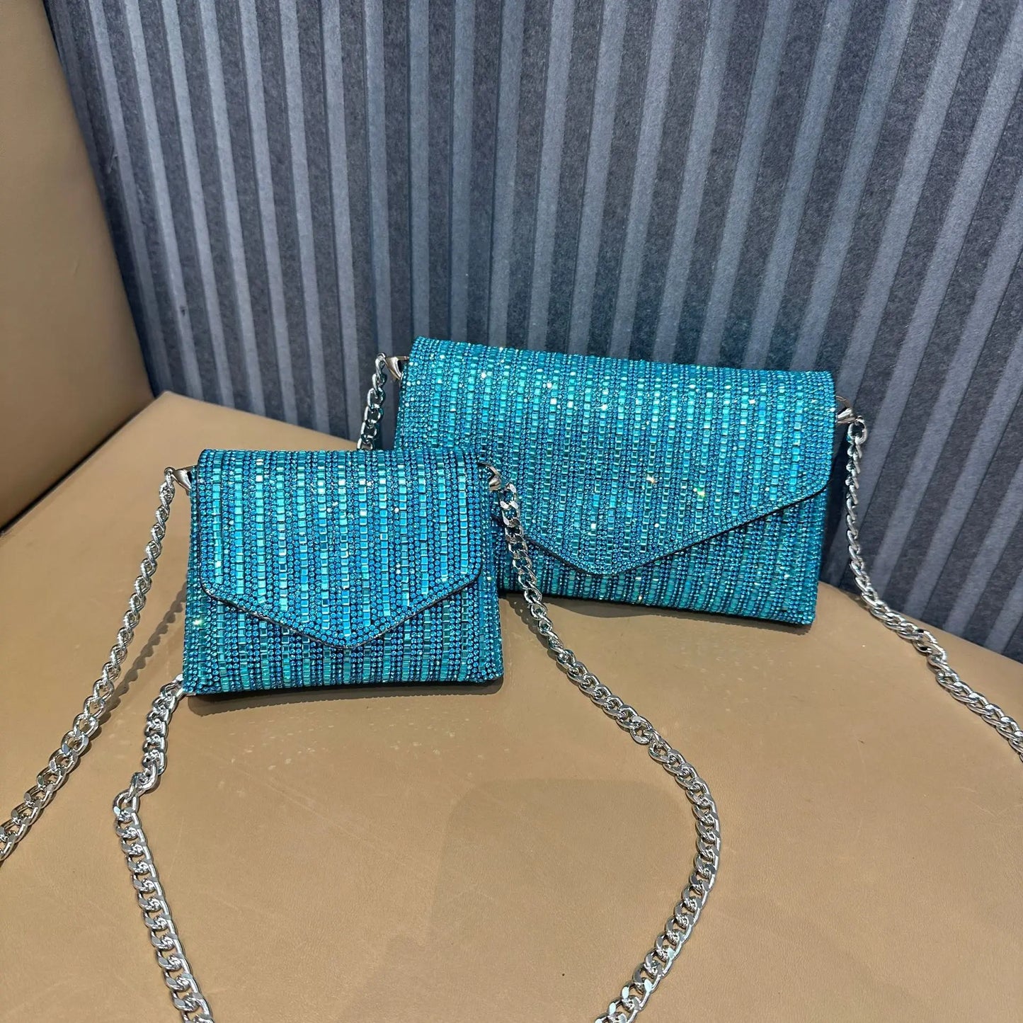 Rhinestones Bag for Women 2024 Mini Purses and Handbags Clutch Wallets Ladies PU Leather Chain Party Evening Shoulder Bag