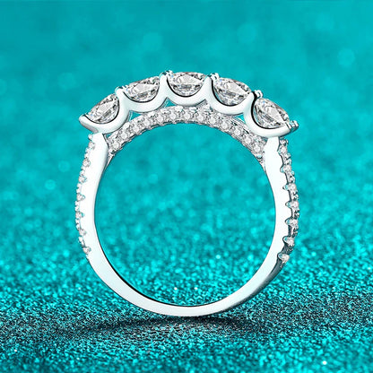 4mm Moissanite Ring 925 Sterling Sliver Solid with White Gold Plated Eternity Band Wedding Engagement Rings For Women