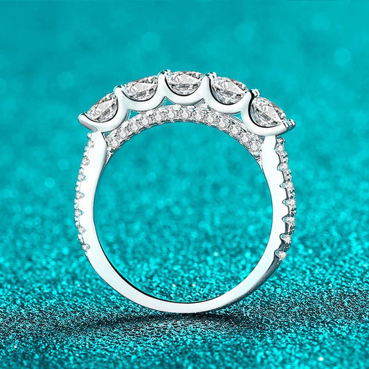 4mm Moissanite Ring 925 Sterling Sliver Solid with White Gold Plated Eternity Band Wedding Engagement Rings For Women