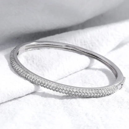1.5mm 2.3CT All Moissanite Bangle for Women Luxury Quality Jewelry S925 Sterling Silver Bracelets Birthday Christmas Gift