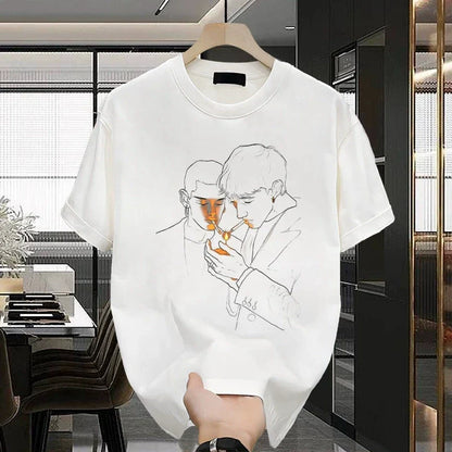 Men's Cotton T-shirts 5XL WhiteT Shirt for Men Casual Summer Wear Hip Hop Print Black Tee Shirts Men Clothing Fashion