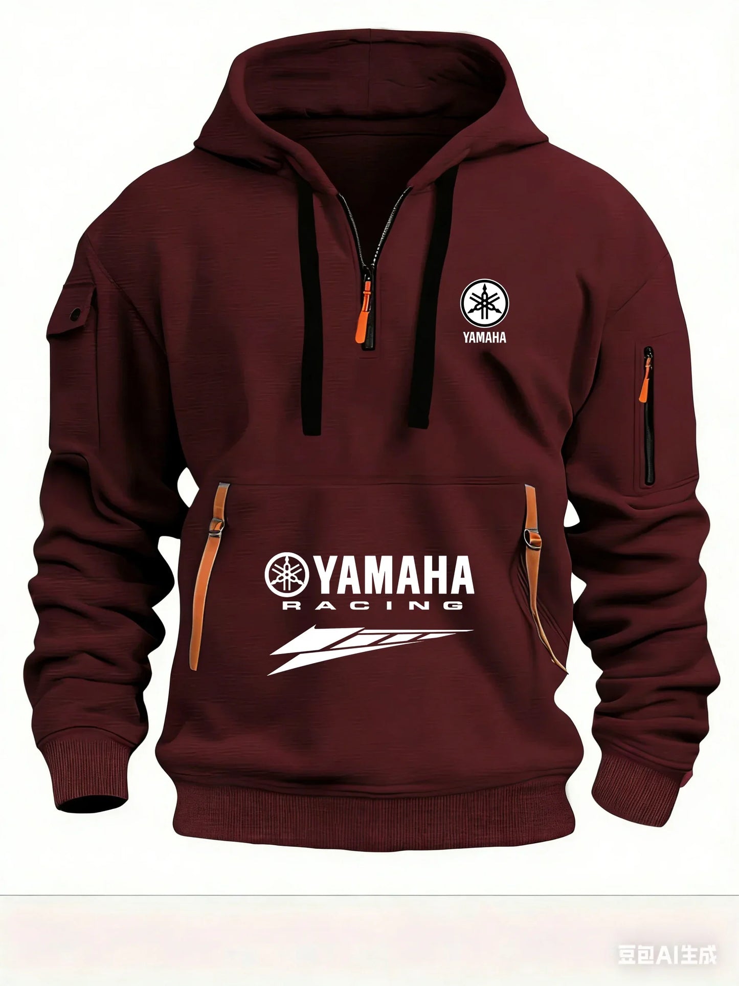 2026 New Yamaha Logo Racing Motorcycle Racing Outdoor Sports Men's Half Zipper Pocket Women's Large Hoodie