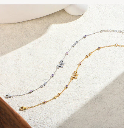 925 Sterling Silver Bow Moissanite Bracelet Sweet Original Design Colorful Pink Zircon Bracelets for Women Party Gifts