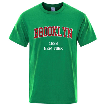 Brooklyn 1898 New York City Letter Prints T Shirt Men Creativity Tee Clothes T-Shirts Loose Summer Tshirt Cotton Breathable Tops