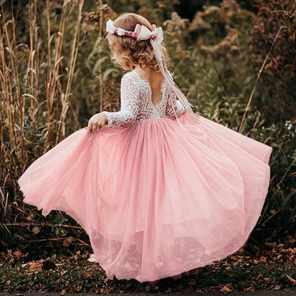 Princess Party Lace Flower Girl Dress Baby Kids Summer Wedding Birthday Dresses Children Clothing 2 4  6 8 10 12 14