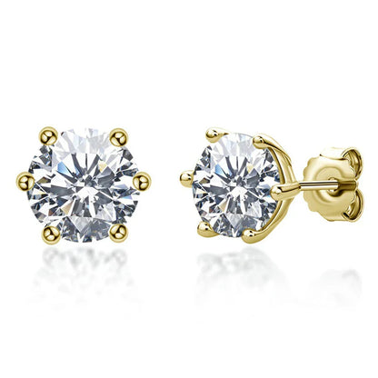 Real 0.5ct/1ct/2ct D Color Moissanite 925 Sterling Silver Gold Plated Stud Earrings For Women Wedding Fine Jewelry Gift