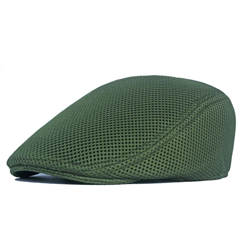Men Women Hat Adjustable Newsboy Beret Ivy Cap Cabbie Flat Caps  Breathable Mesh Summer