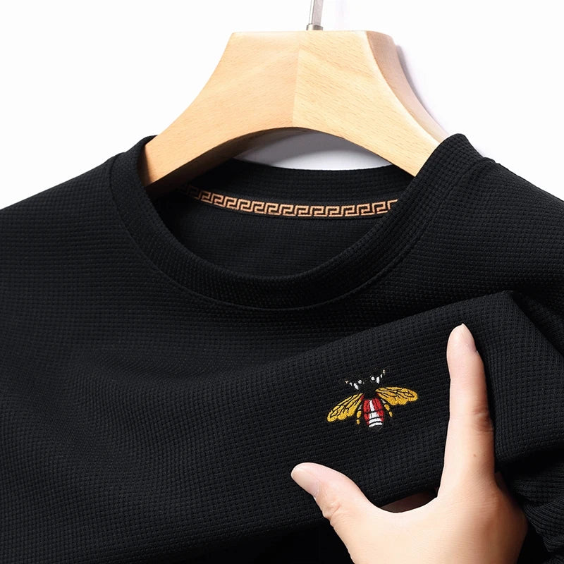 Men's New Embroidered Business Casual Short Sleeved Polo Shirt, Fashionable Short Sleeved Comfortable Breathable Top