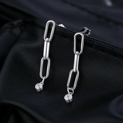 VVS1 Clarity D Color Moissanite Earrings 925 Sterling Silver Fashion Link Chain Stud Earrings For Women Fine Jewelry