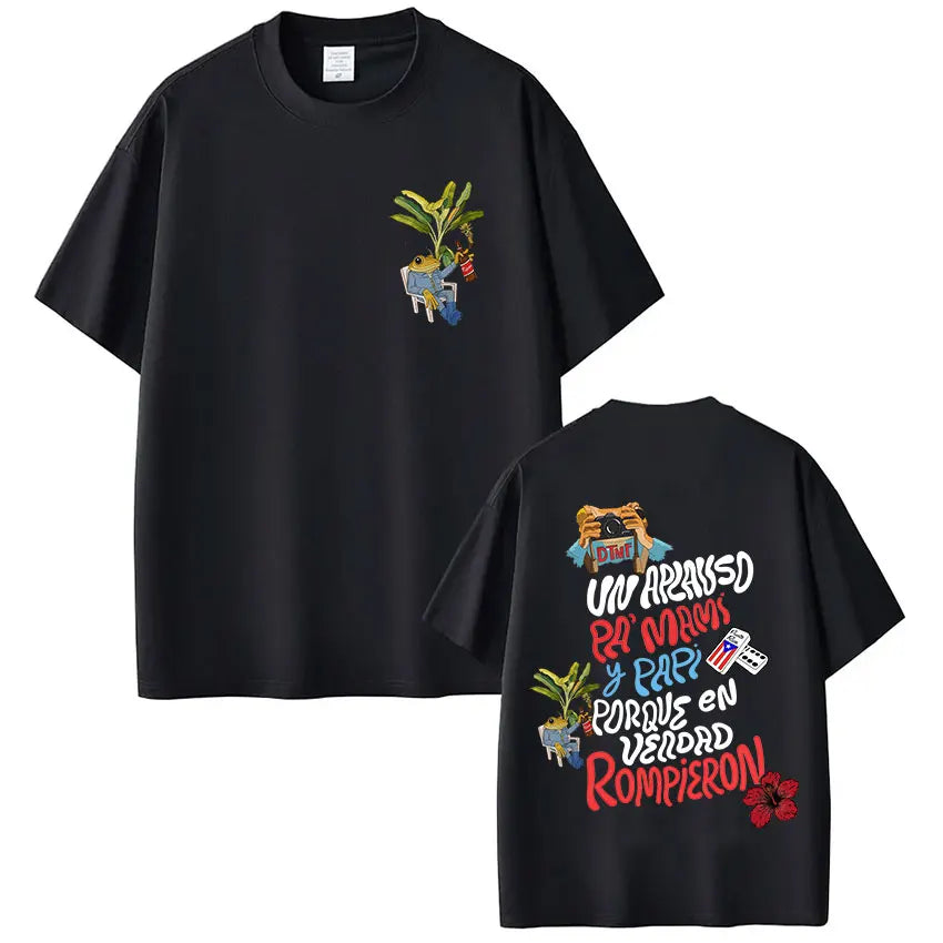 Rapper Bad Bunny T-shirt Debi Tirar Mas Fotos DTMF World Tour T Shirts Men's Clothing Fashion Hip Hop Vintage T-shirt Streetwear