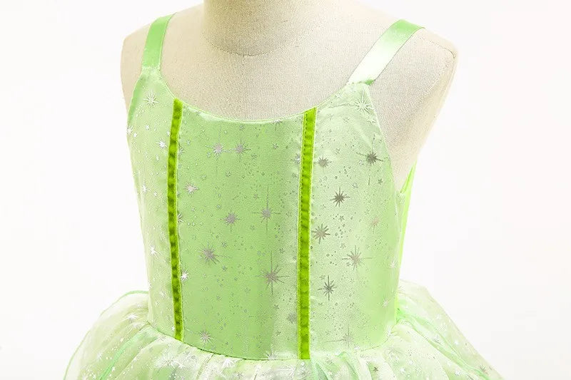 Girls Fairy Dress Up Kids Princess Green Flower Fairy Dress With Wings Princess Costume Party Tinkerbell Tinker Bell Dresses