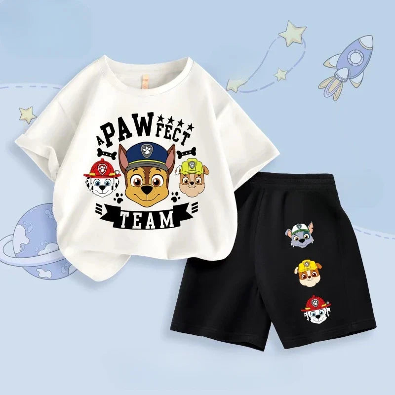 Summer New PAW Patrol Boys' Clothing Sets Children Short Sleeve Top Shorts Two Piece Suit Kids Casual Oufits Beach Clothing