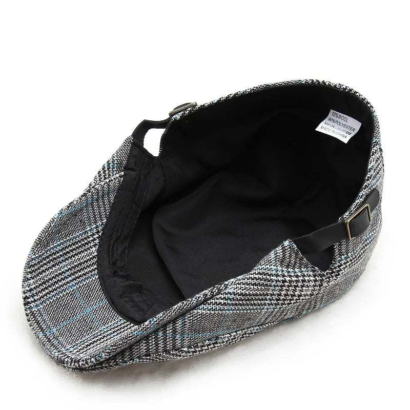 Men's Women's Beret Herringbone Flat Ivy Newsboy Hat Wool Blend Gatsby Cabbie Adjustable Cap