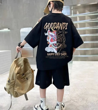 Plus Size Children's Clothing Boys From 4 T-shirts 7 12 Years Baby Summer Clothes Kids Boy Suit 2025 Top Outdoor Korean T-shirt