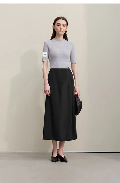 Women's Skirt 2026 Summer New Solid Color Wrinkle-Resistant Elegant Office Versatile Long Pleated Skirt For Women 12622145