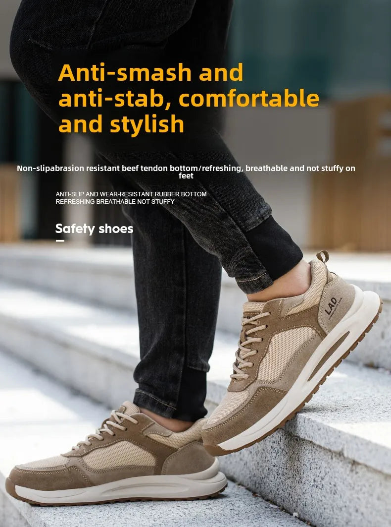 light summer safety shoes for men breathable work shoes odor proof work boots with steel toe cap construction protection shoes