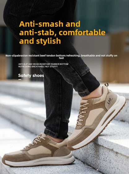 light summer safety shoes for men breathable work shoes odor proof work boots with steel toe cap construction protection shoes