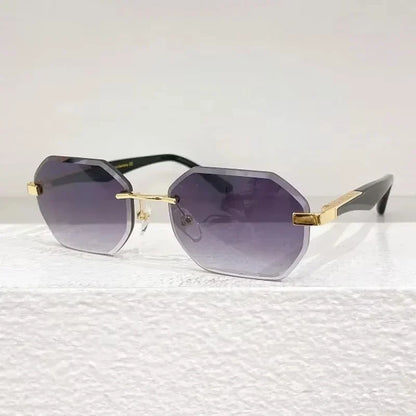 Rimless Polygon Luxury Sunglasses Acetate Alloy Gold Brand Irregular Square Original Classical Retro UV400 Gafas Hot
