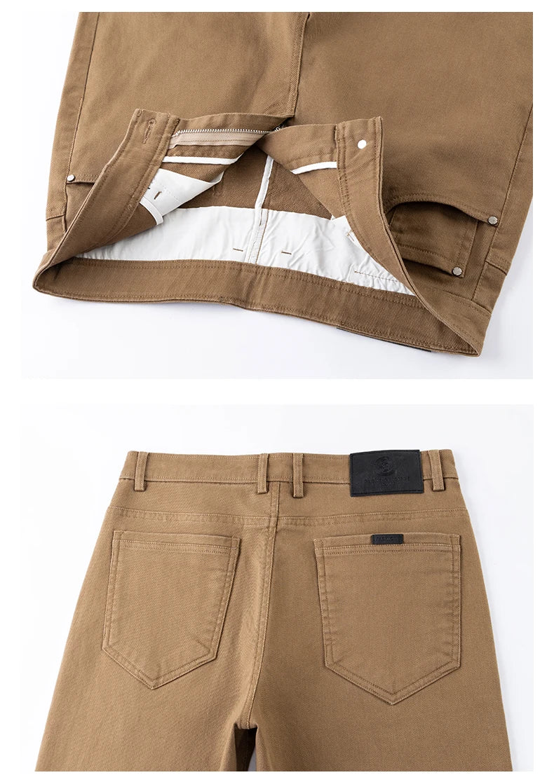 High Quality Lyocell Jeans Men Spring Autumn New Fashion Straight Long Pants Soft Business Brand Classic Stretch Denim Trousers