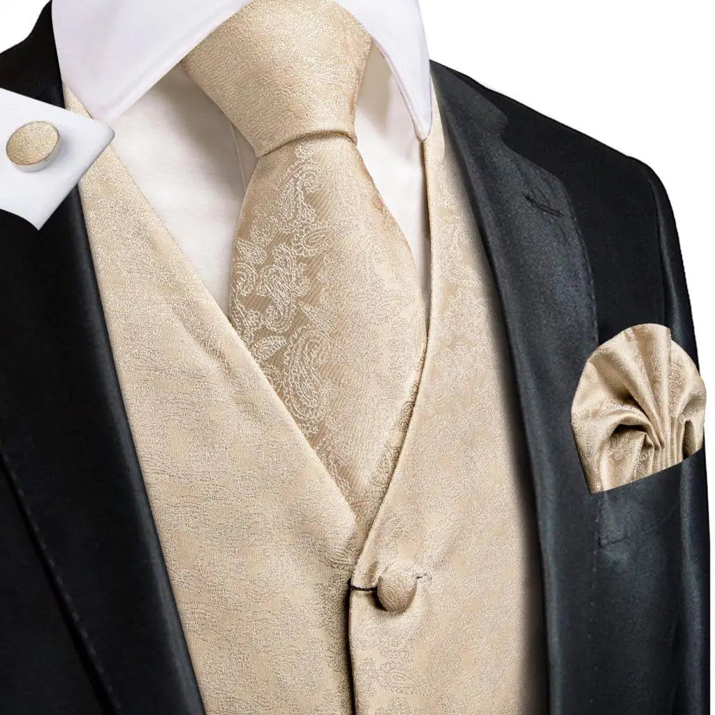 Navy Blue Mens Vest Formal Paisley Waistcoat Jacket Tie Handkerchief Cufflinks Set For Male Dress Suit Wedding Party
