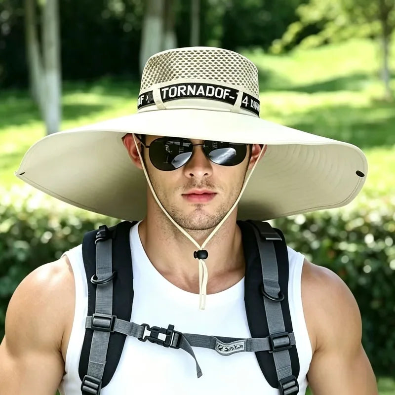 Summer Large Sun Hat Men Women Breathable Fishing Caps Sun UV Protection Mesh Fisherman Hat Hiking Outdoor Beach Cap