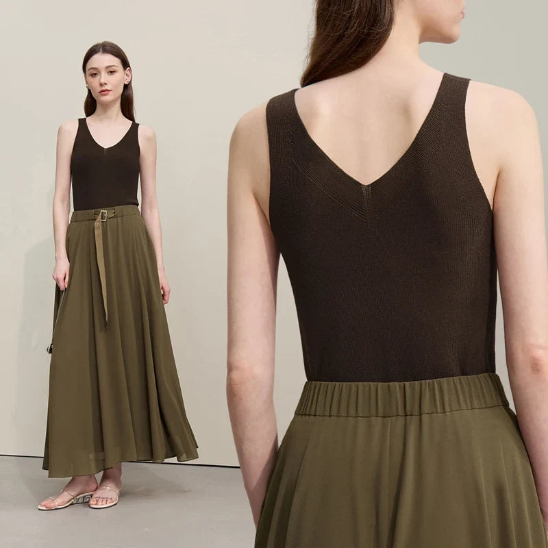 Women's Tank Top 2026 Summer New Solid Color Slim Fit Sleeveless Vest Casual Layering V-Neck Camisole For Women 12642062