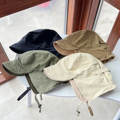 Japanese Retro Bomber Hat Solid Color Windproof Velvet Pilot Hat Ear Protection Lei Feng Hat Keep Warm
