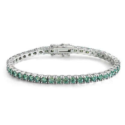 3/4mm GRA Certified Full Green Moissanite Tennis Bracelet for Women 18K Plated Lab Diamond 925 Silver Bracelet Men