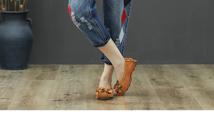 Summer Females Luxury Embroidery Jeans Womens Fashion Vintage Ripped Denim Trousers Loose Holes Elastic Harem Pants