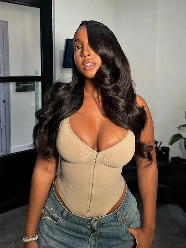 Sexy Tight Corsets Women's Bodysuit Sleeveless V-Neck Zipper Lady Playsuits 2026 Spring Summer Female Slim Backless Romper