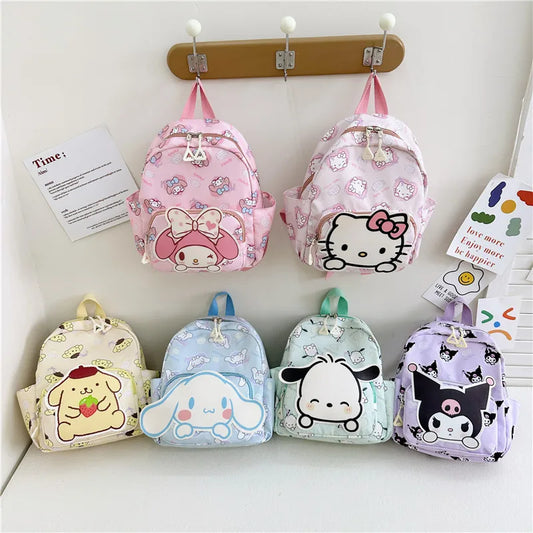 Anime Cartoon Kuromi Melody Cinnamoroll Backpack Boys Girls Cartoon Hello Kitty Kawaii Canvas Fashion Children's Schoolbag