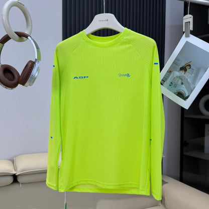 Man Mountain Outdoor Mesh Long Sleeve, Quick-Dry Breathable & Stretch Round Neck Top Unisex