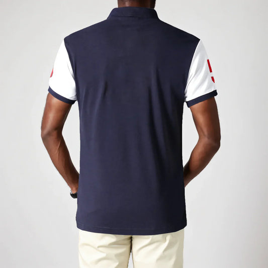 Men's polo shirt Tokyo Japan Royal short sleeve leisure sports party cotton embroidered luxury contrast color original design