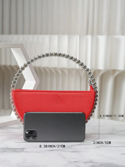 Elegant Rhinestone Novelty Bag, Classic Banquet Clutch Purse, Women's Formal Evening Handbag For Party Wedding