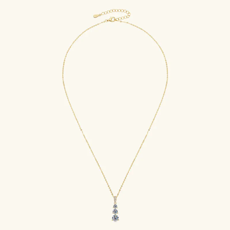 Certified D Color Three Stone Moissanite Pendant Necklace Collar Plata 925 Sterling Silver Necklaces for Women Jewelry